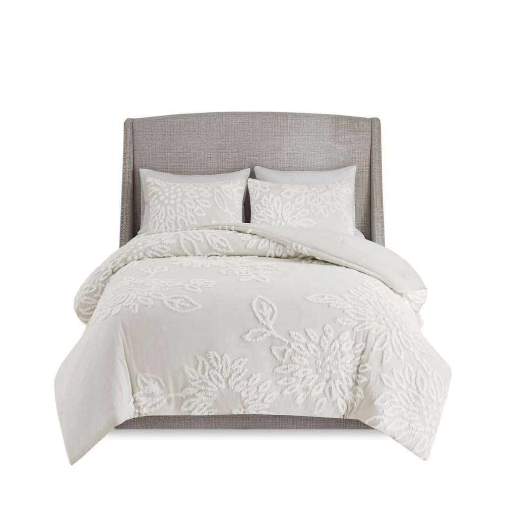 Off-White Tufted Floral Comforter Set