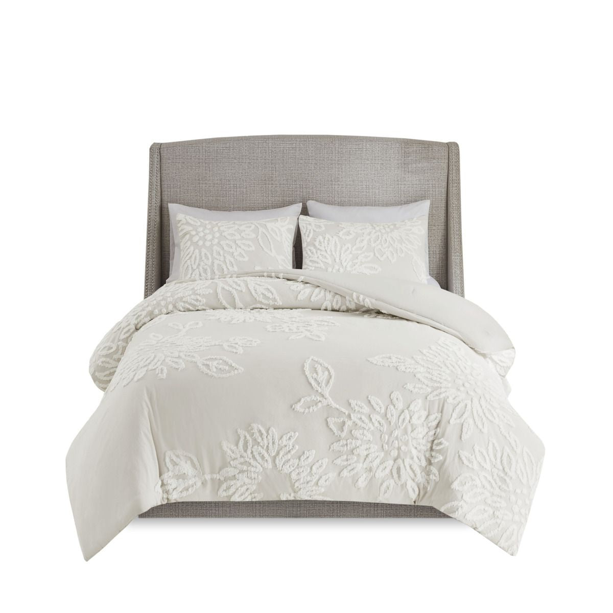 Off-White Tufted Floral Comforter Set