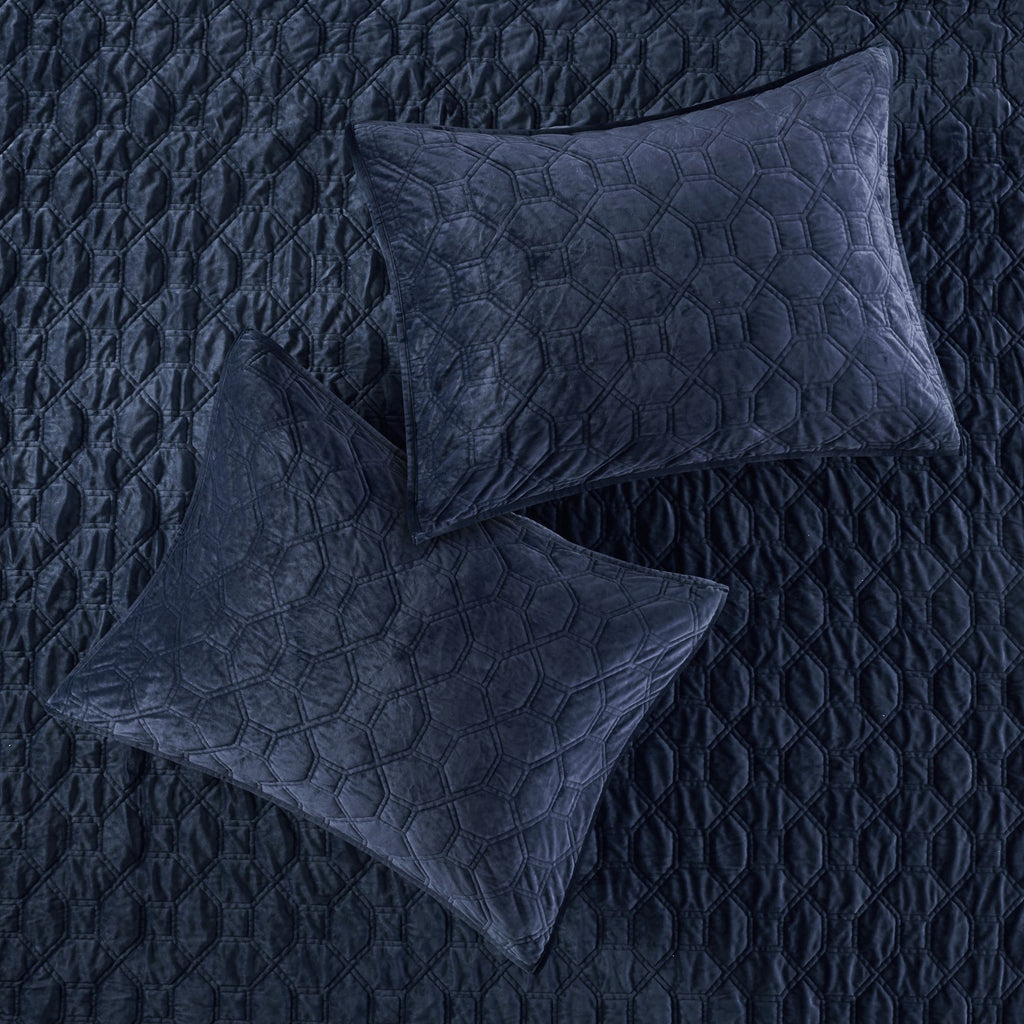 Navy Geometric Three-Piece Quilt Set