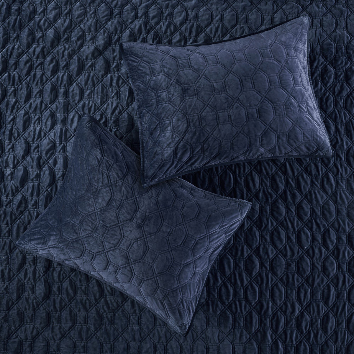 Navy Geometric Three-Piece Quilt Set