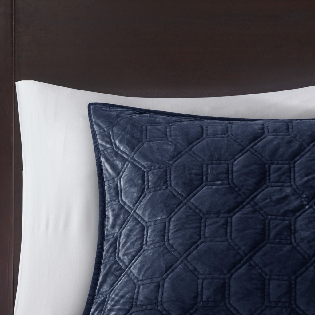 Navy Geometric Three-Piece Quilt Set