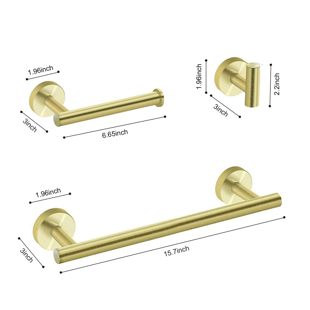 3-Piece Bathroom Hardware Set with Hidden Mounting Screws