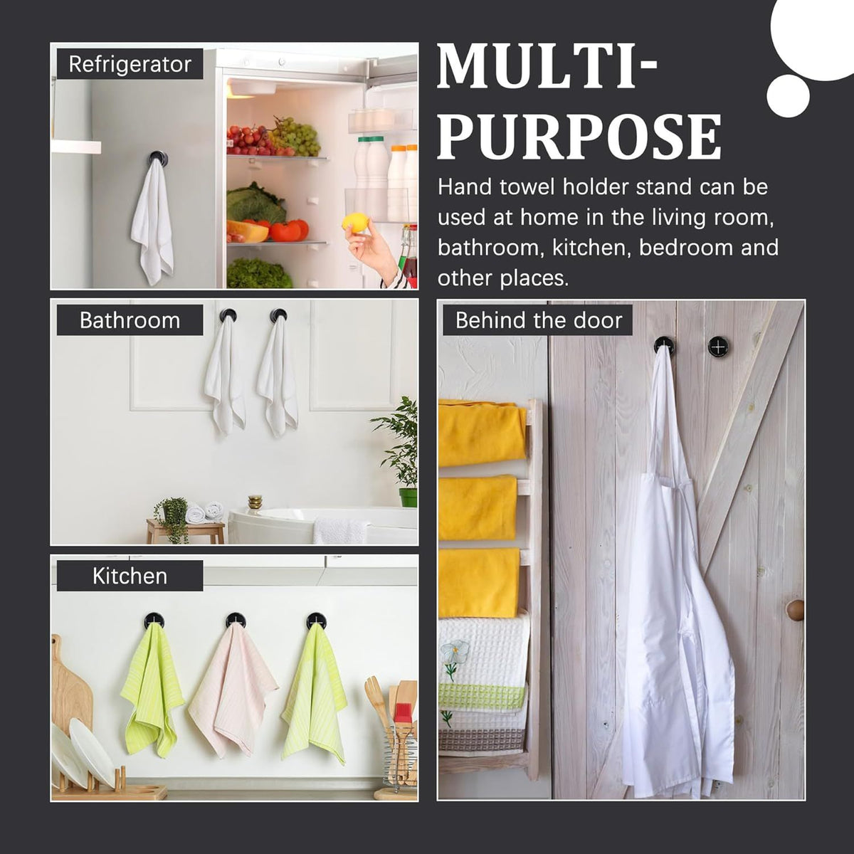 Round Adhesive Towel Hooks for Kitchen, Bathroom, Shower, and Outdoor Use