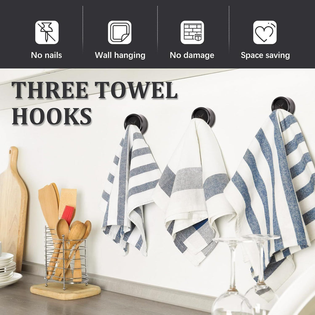 Round Adhesive Towel Hooks for Kitchen, Bathroom, Shower, and Outdoor Use