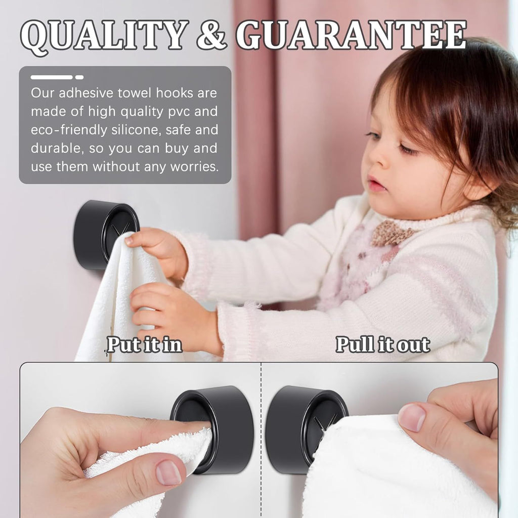 Round Adhesive Towel Hooks for Kitchen, Bathroom, Shower, and Outdoor Use