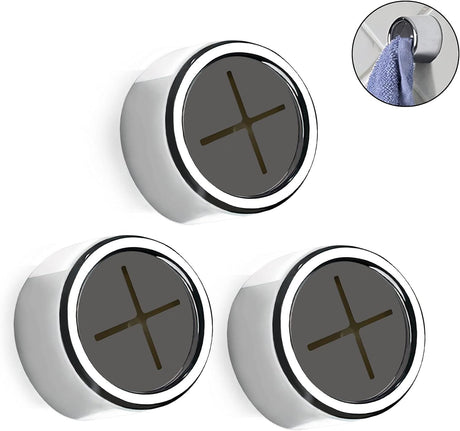 Set of 3 Round Adhesive Towel Hooks – Easy Wall Mount for Bathroom, Kitchen & Outdoor