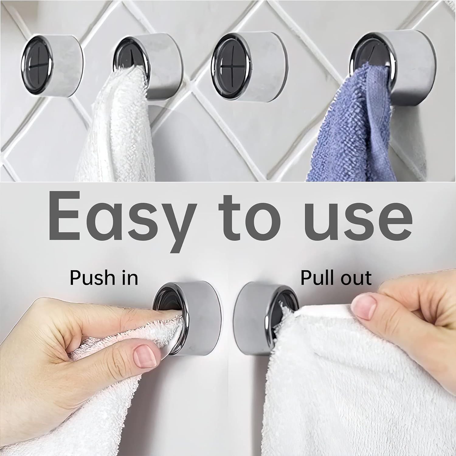 Set of 3 Round Adhesive Towel Hooks – Easy Wall Mount for Bathroom, Kitchen & Outdoor