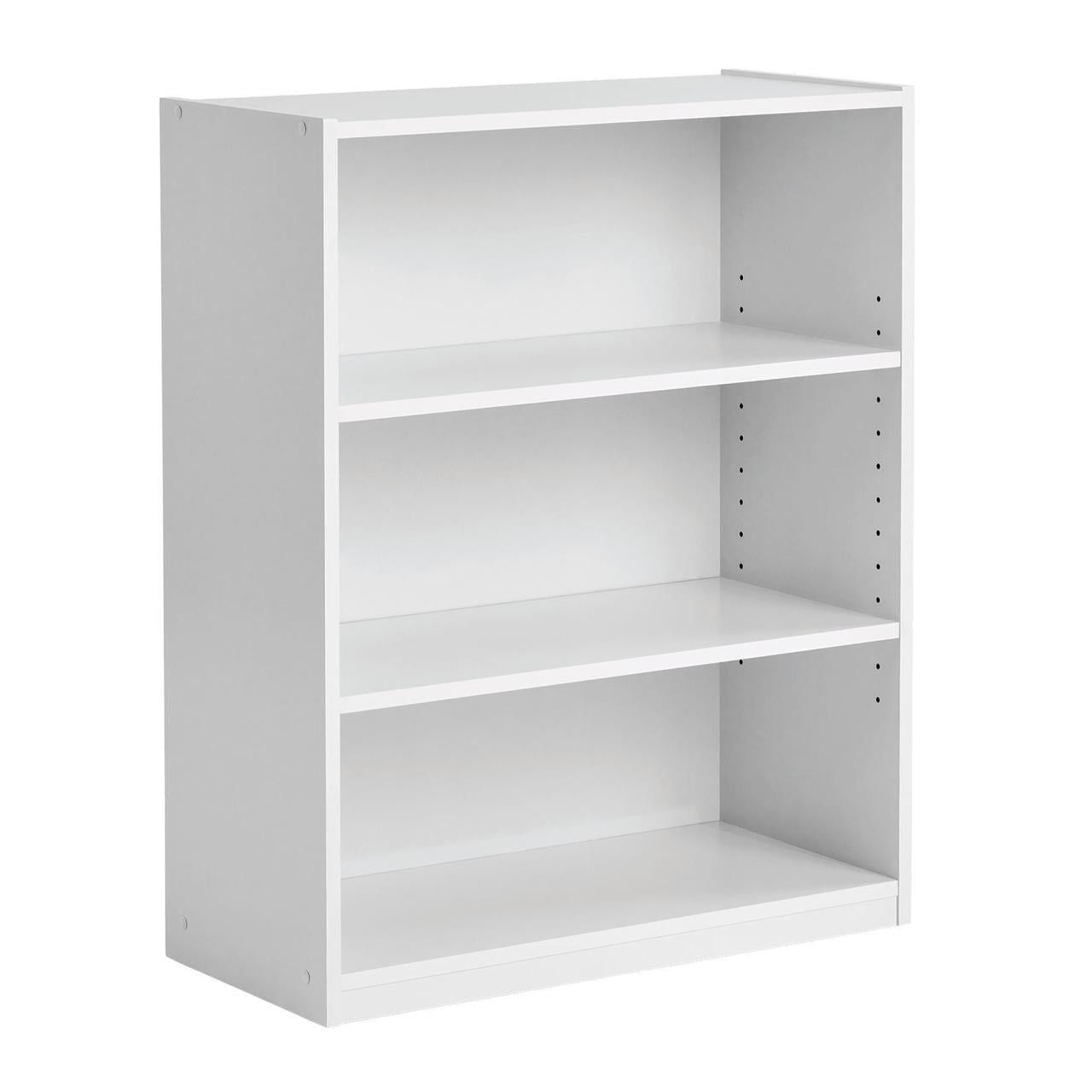 Versatile 3-Shelf Bookcase with Adjustable Shelves - White