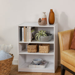 Versatile 3-Shelf Bookcase with Adjustable Shelves - White