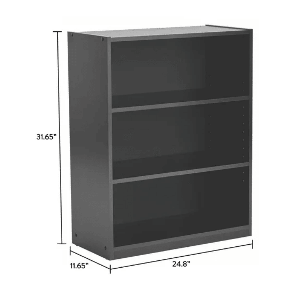 Versatile 3-Shelf Bookcase with Adjustable Shelves and Closed Back