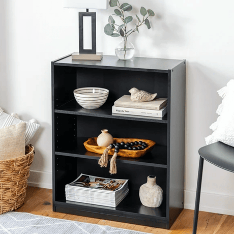 Versatile 3-Shelf Bookcase with Adjustable Shelves and Closed Back