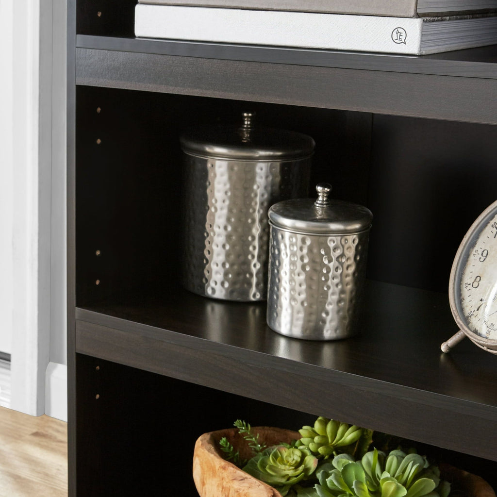 3-Shelf Framed Bookcase with Adjustable Shelves – Espresso