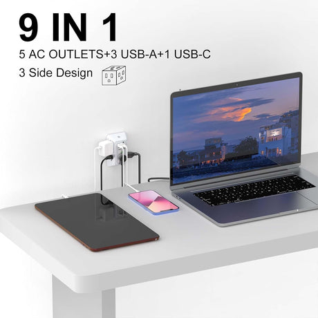 Three-Sided Outlet Extender with USB-C and Night Light