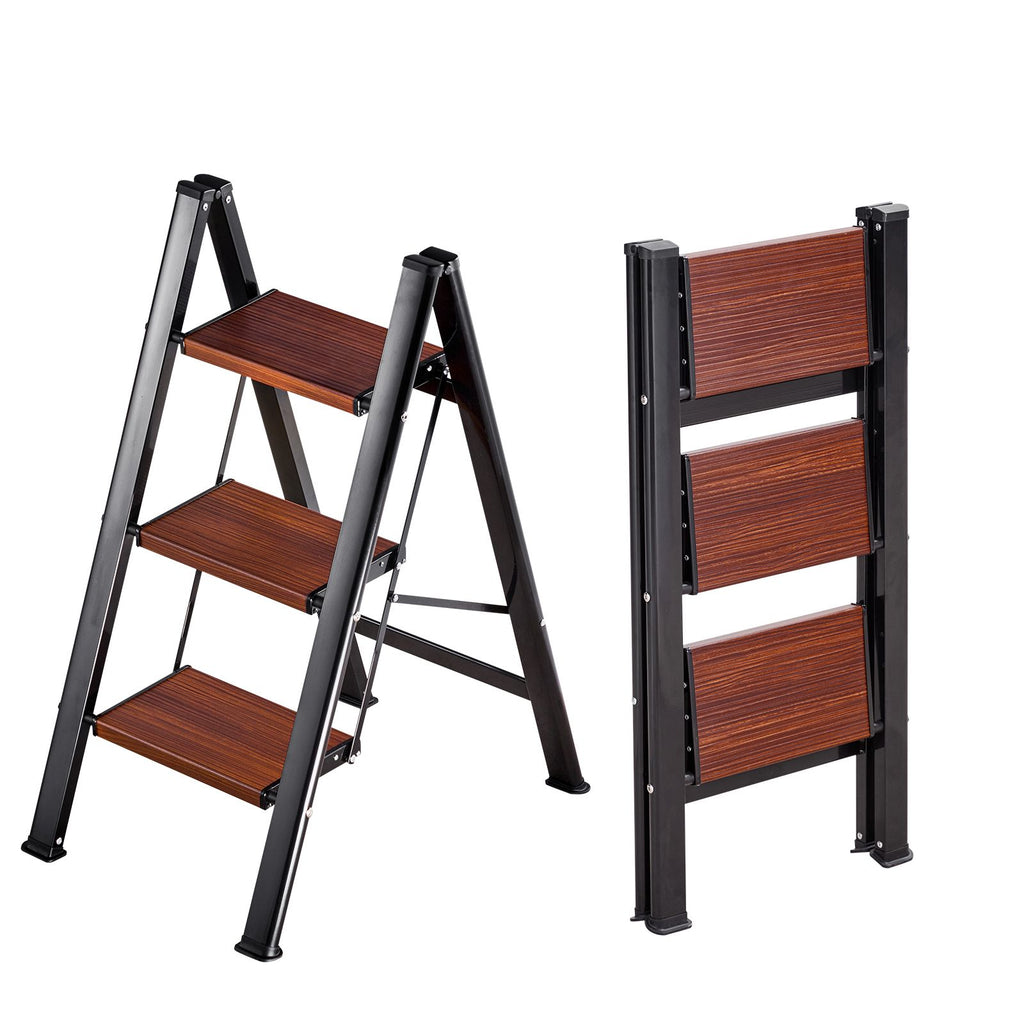 Three-Step Folding Ladder with Handgrip and Slim Storage