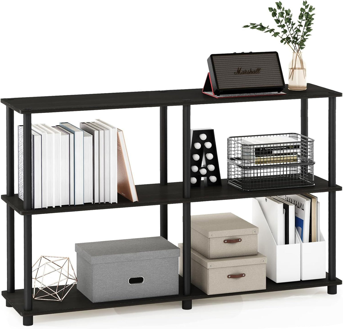 Toolless Open Bookshelf and Corner Shelf for Living Room, Garage, or Home Office