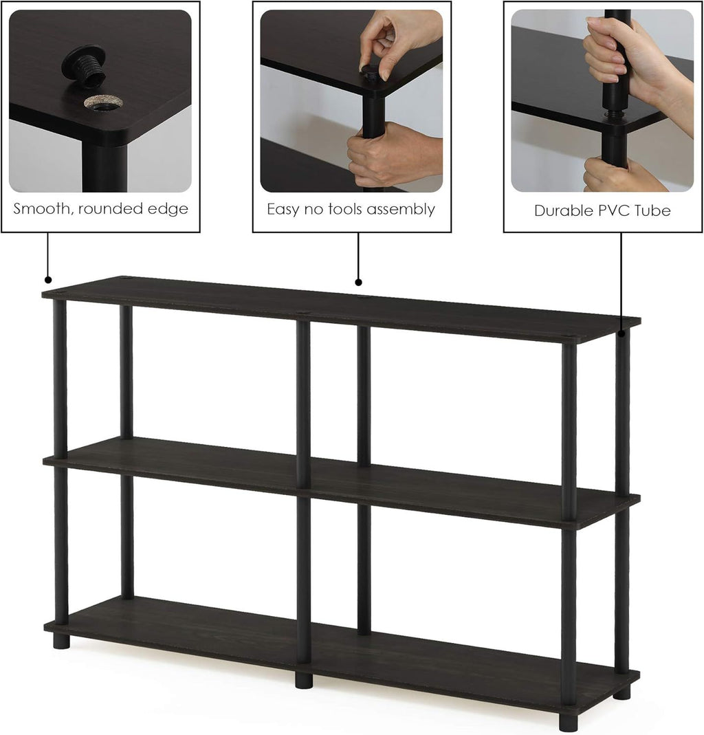 Toolless Open Bookshelf and Corner Shelf for Living Room, Garage, or Home Office