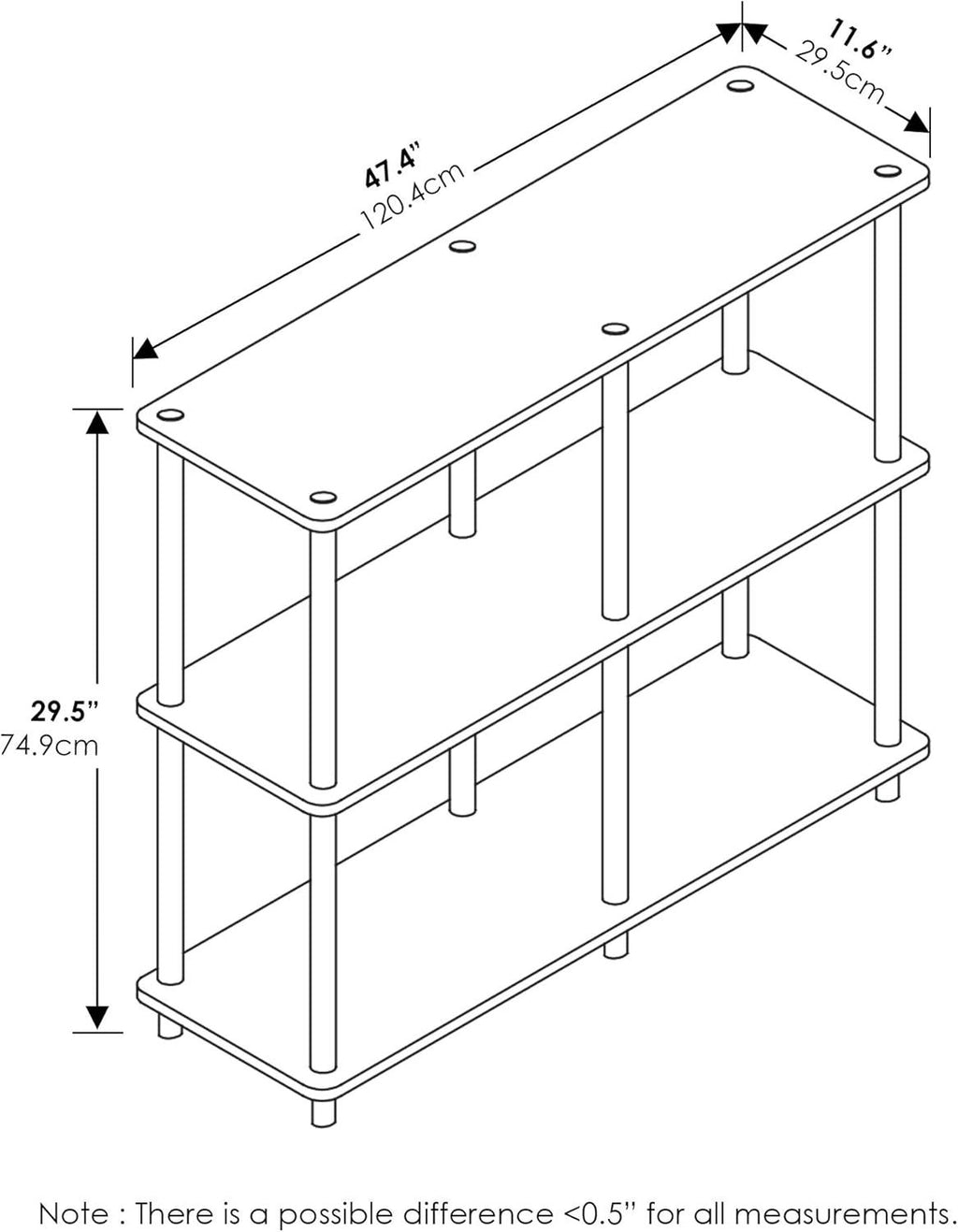 Toolless Open Bookshelf and Corner Shelf for Living Room, Garage, or Home Office