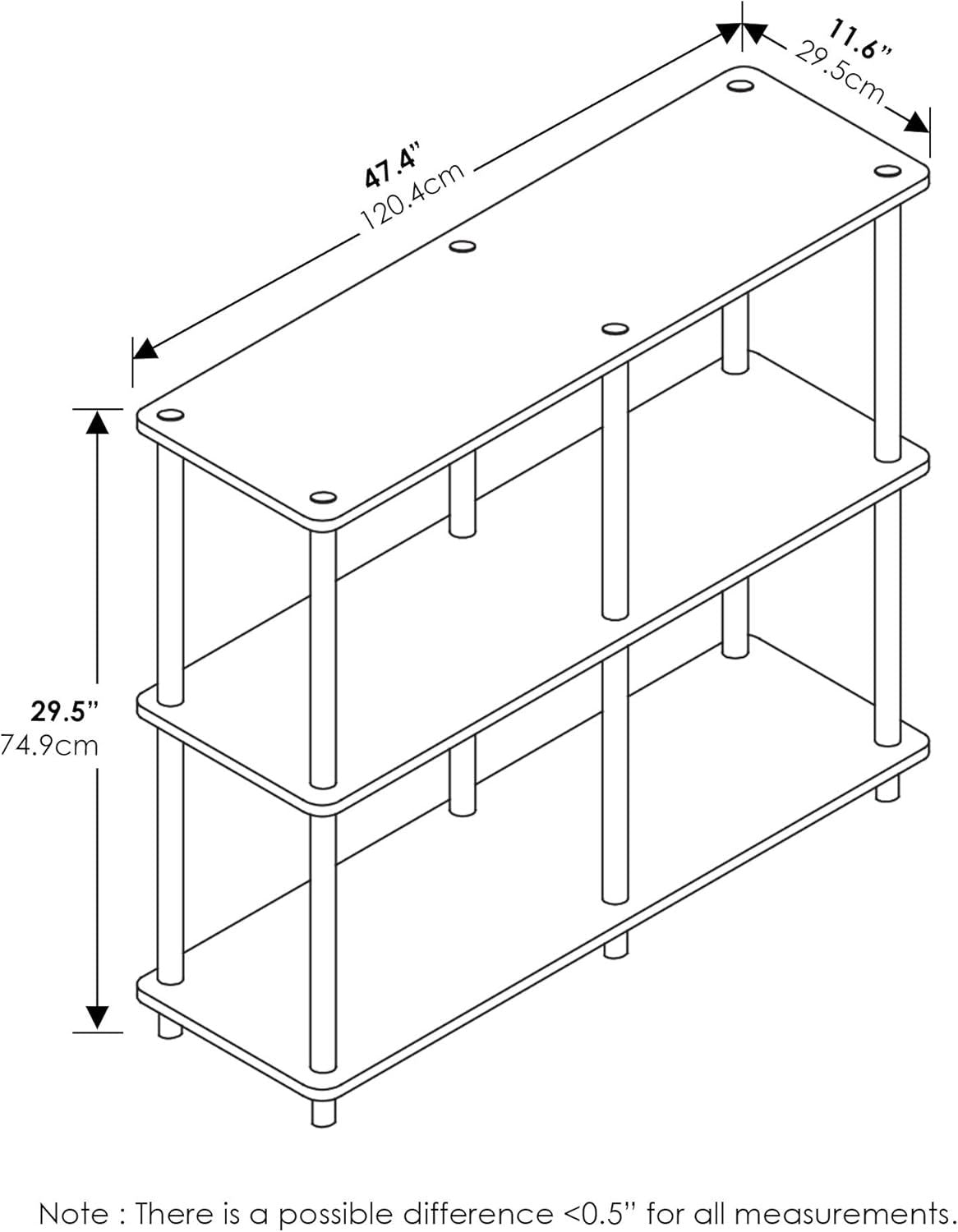 Toolless Open Bookshelf and Corner Shelf for Living Room, Garage, or Home Office