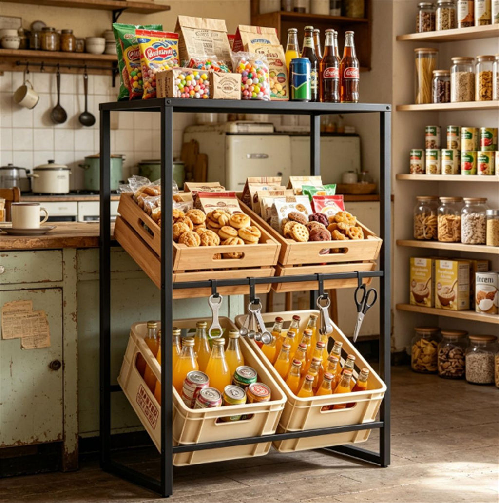 Adjustable Three-Tier Beverage Crate Organizer