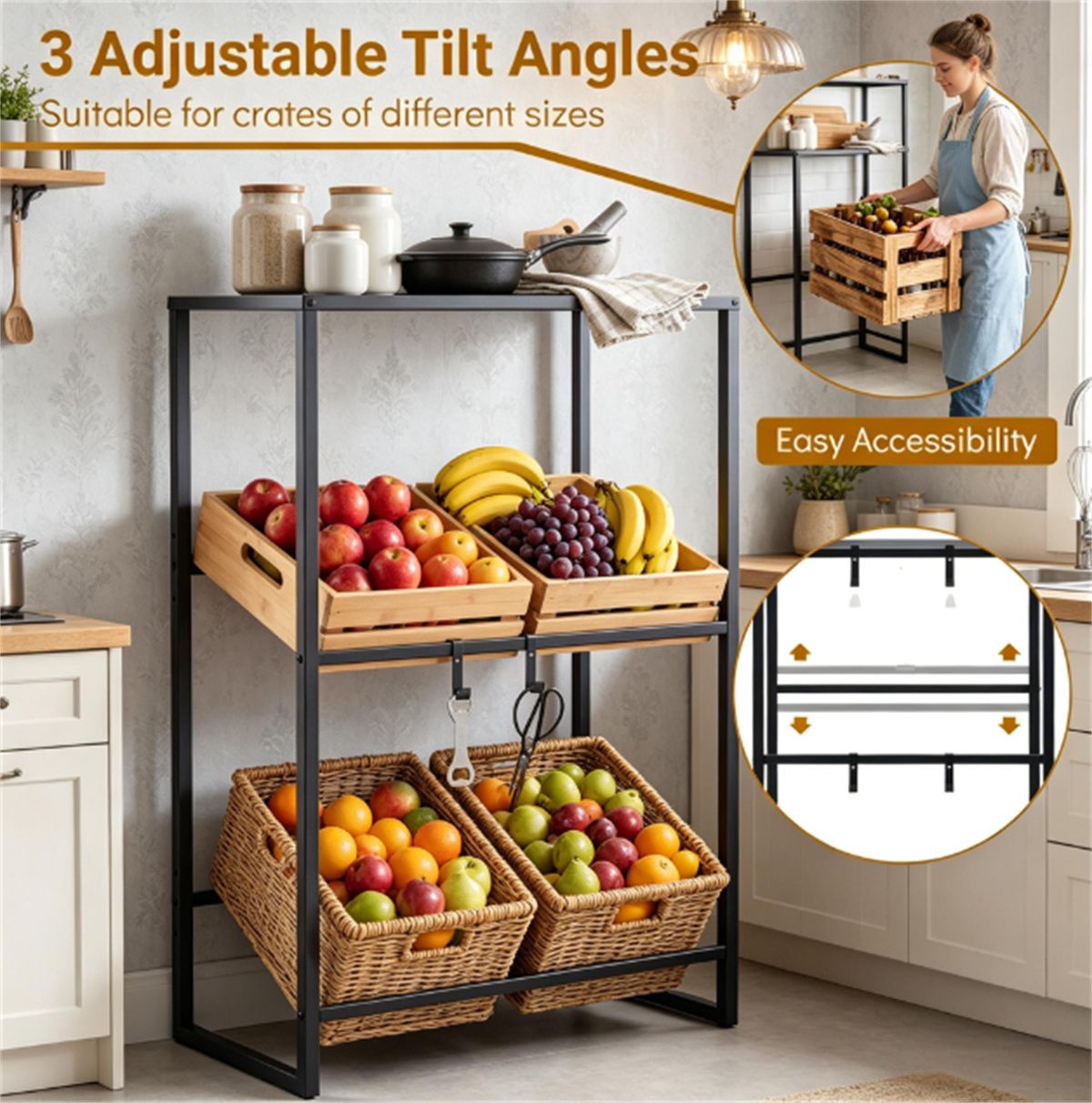 Adjustable Three-Tier Beverage Crate Organizer