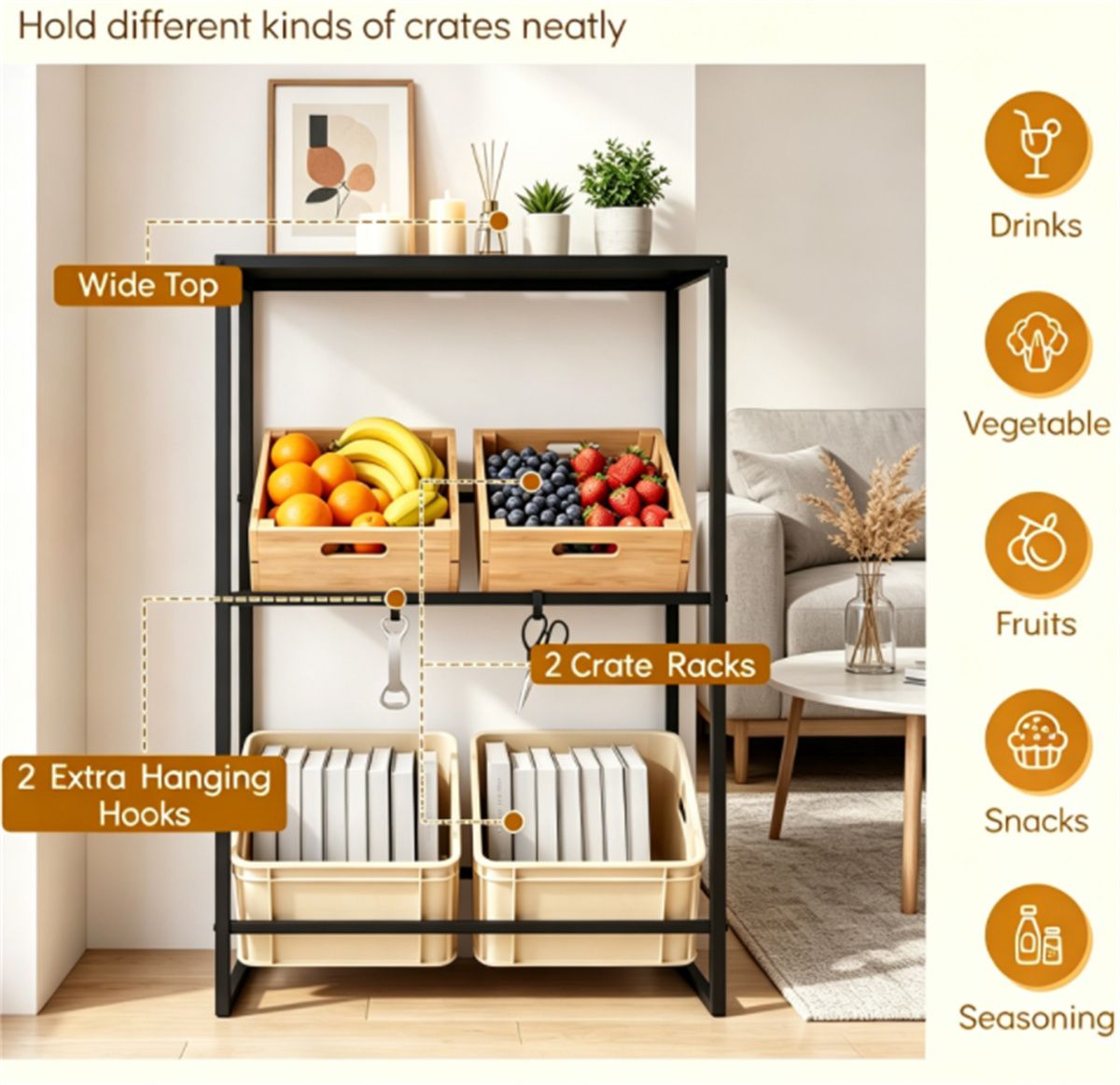 Adjustable Three-Tier Beverage Crate Organizer