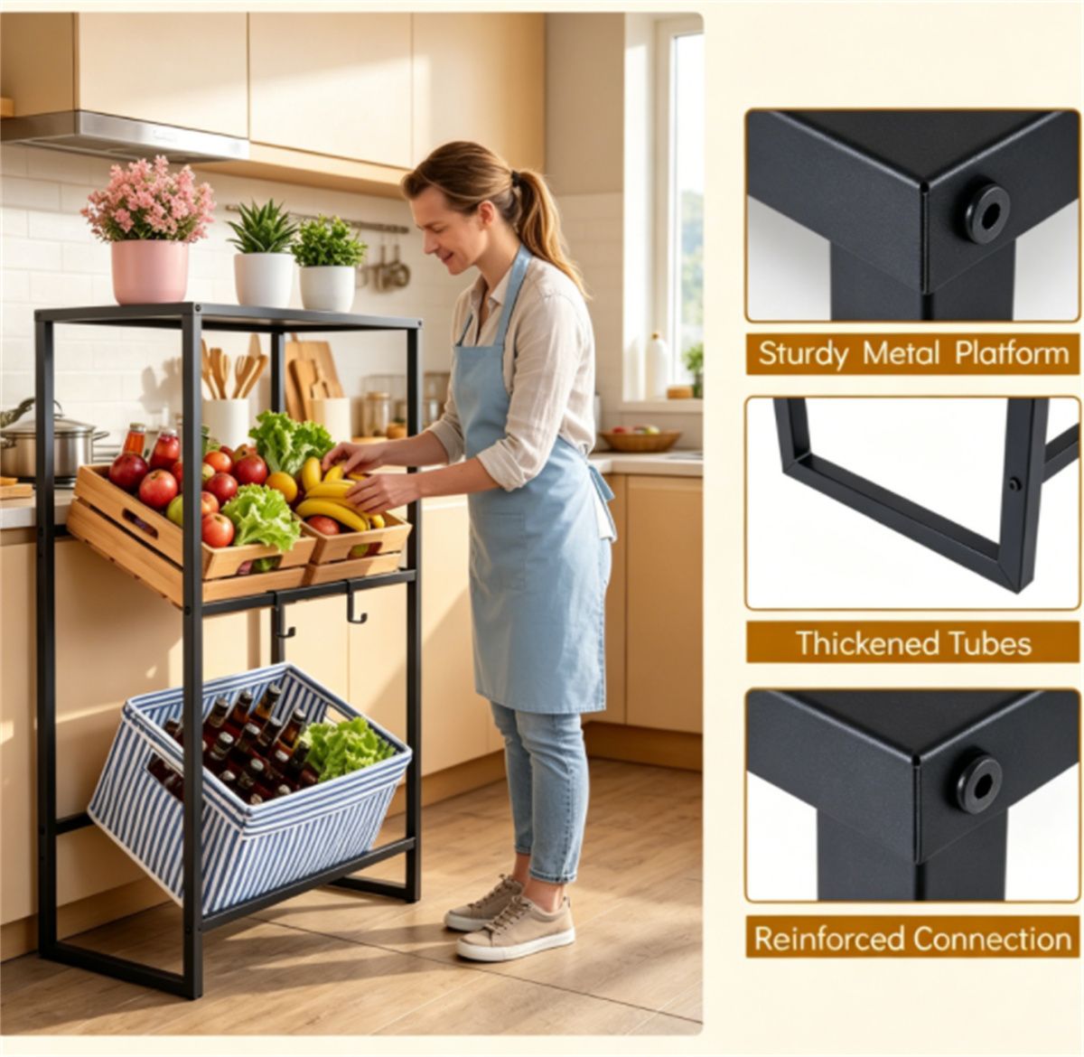 Adjustable Three-Tier Beverage Crate Organizer