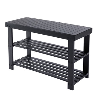 3-Tier Bamboo Shoe Rack Bench, Compact Storage Organizer with