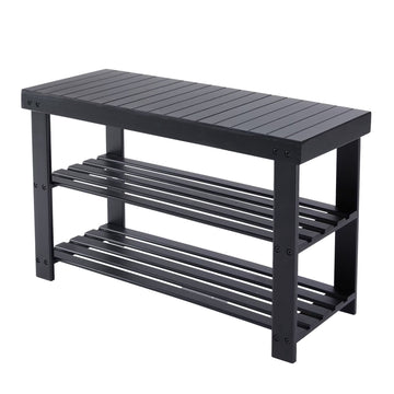 3-Tier Bamboo Shoe Rack Bench, Compact Storage Organizer with