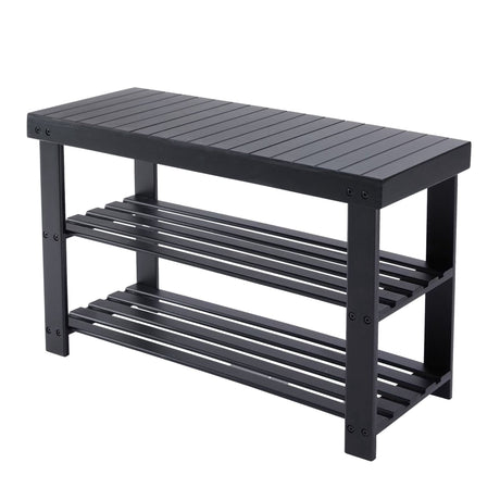 3-Tier Bamboo Shoe Rack Bench, Compact Storage Organizer with