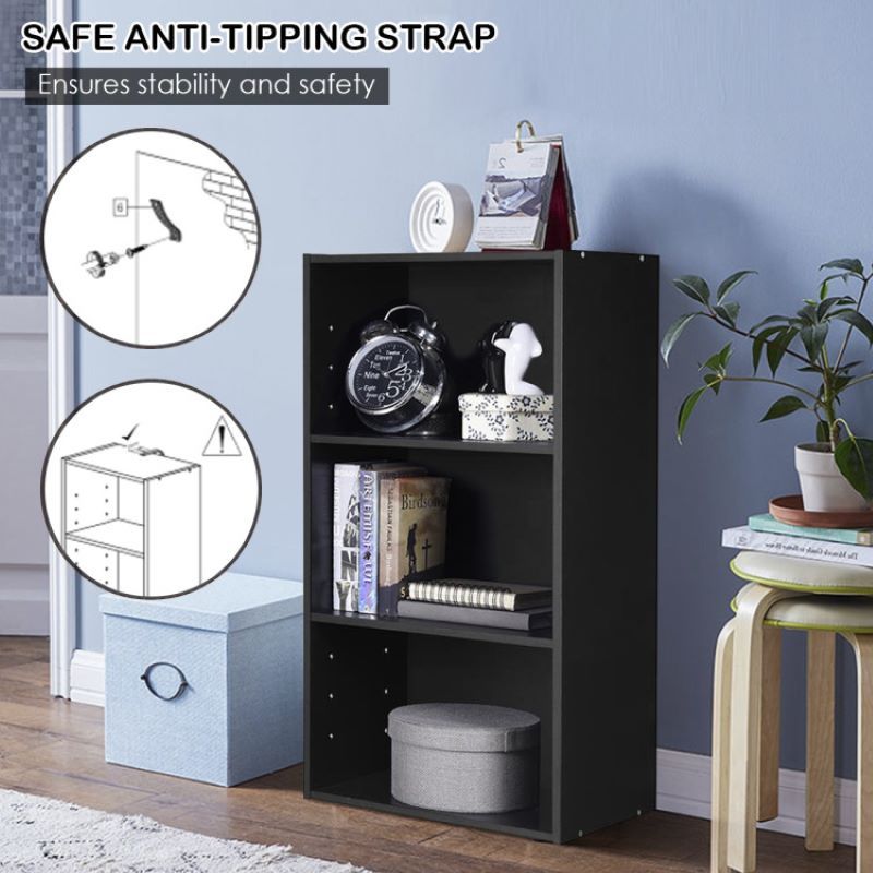 3 Tier Bookcase Modern Storage Display Cabinet