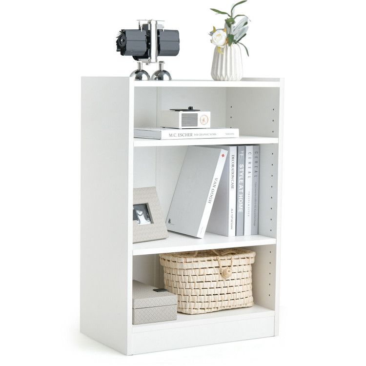 3-Tier Open Bookcase with Adjustable Shelves and Anti-Toppling Device