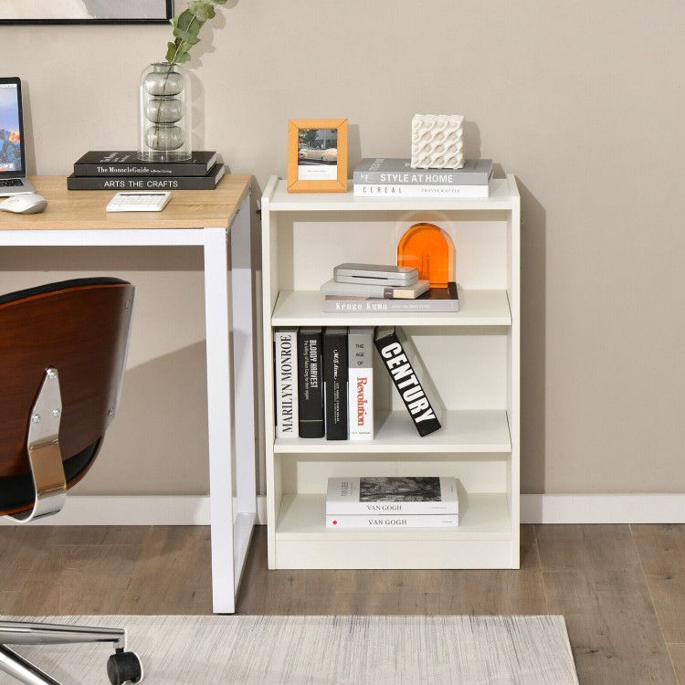 3-Tier Open Bookcase with Adjustable Shelves and Anti-Toppling Device