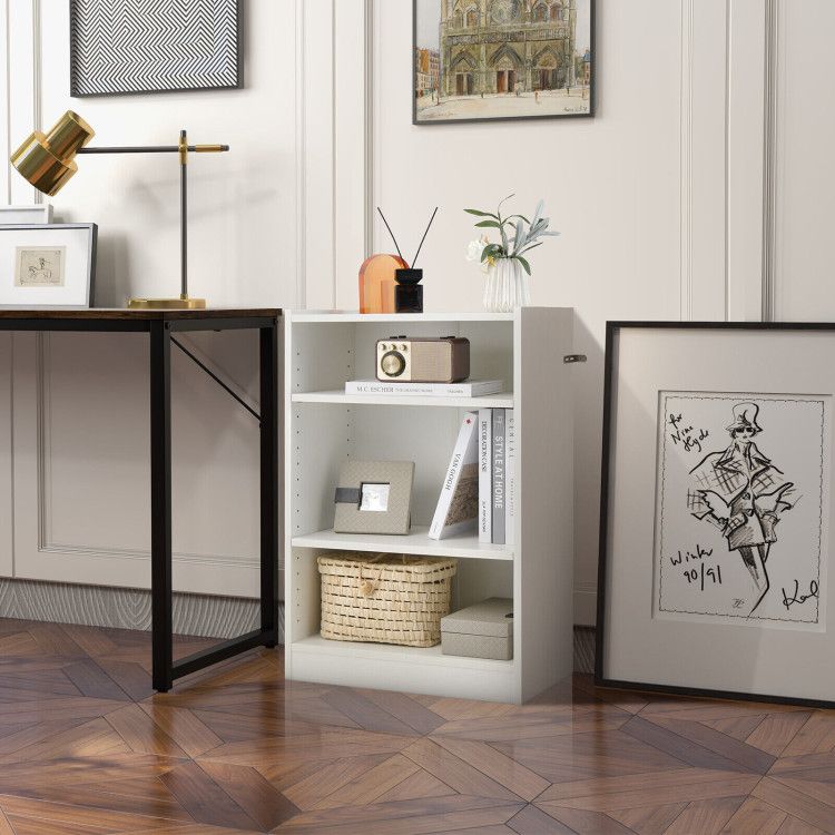3-Tier Open Bookcase with Adjustable Shelves and Anti-Toppling Device