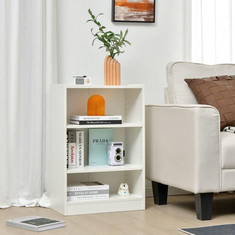 3-Tier Open Bookcase with Adjustable Shelves and Anti-Toppling Device