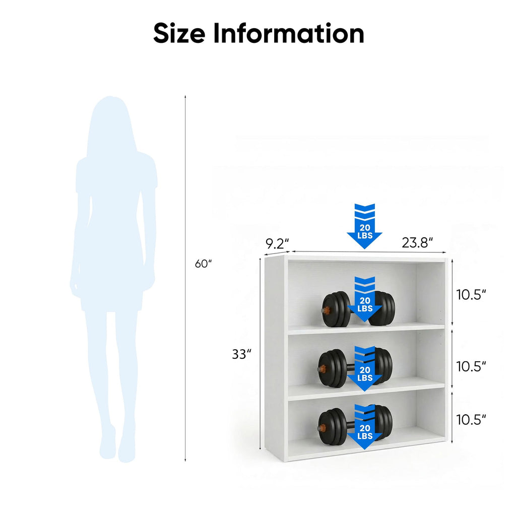 Adjustable 3-Tier Bookshelf for Flexible Storage