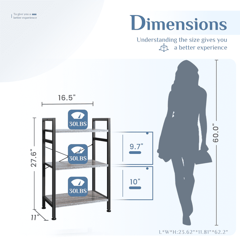 Gray Industrial Freestanding Bookshelf