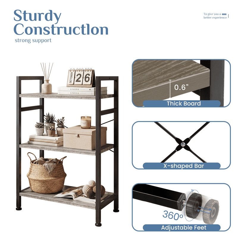 Gray Industrial Freestanding Bookshelf