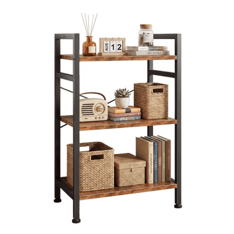 3-Tier Bookshelf with X-Back Stability for Home Office or Living Room