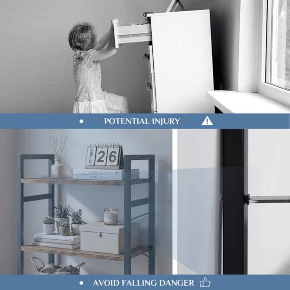 3-Tier Bookshelf with X-Back Stability for Home Office or Living Room