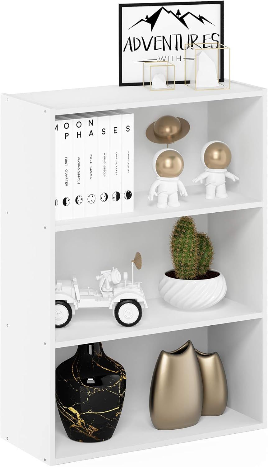 3-Tier Wide Bookcase: Versatile Storage for Living Room, Bedroom, or Office