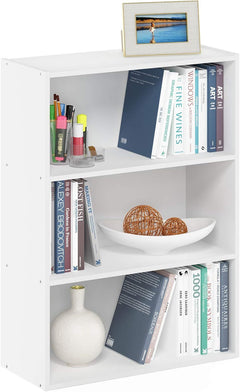 3-Tier Wide Bookcase: Versatile Storage for Living Room, Bedroom, or Office