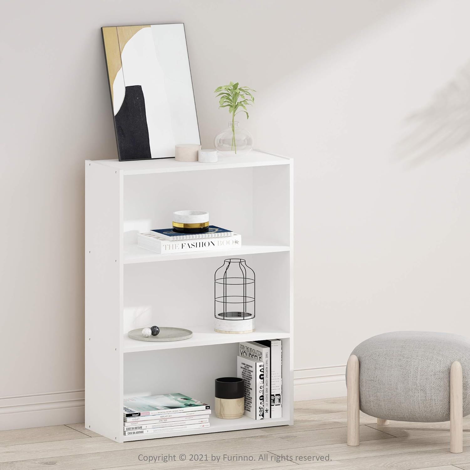3-Tier Wide Bookcase: Versatile Storage for Living Room, Bedroom, or Office