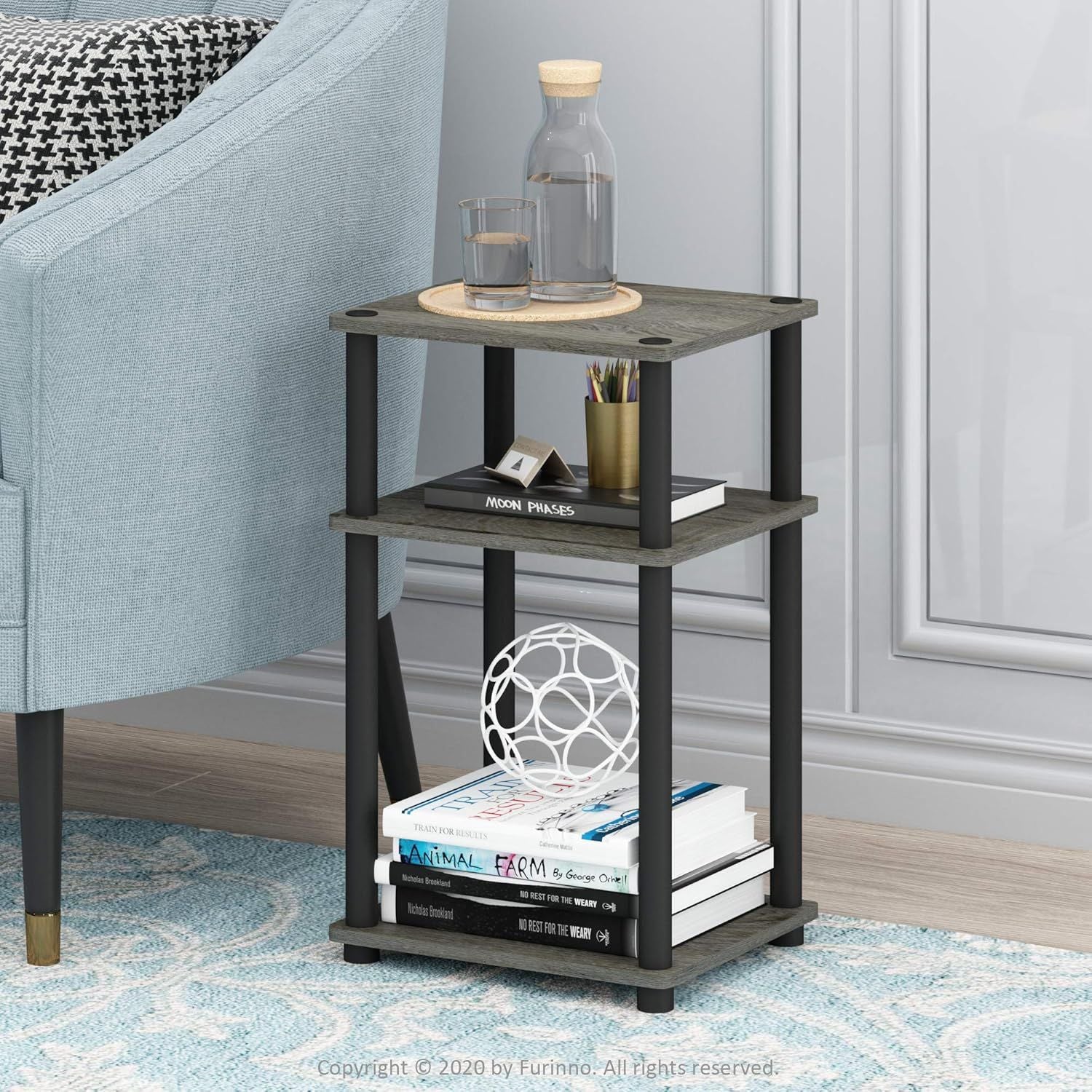 3-Tier Open Shelf End Table for Living Room, Bedroom, Bathroom