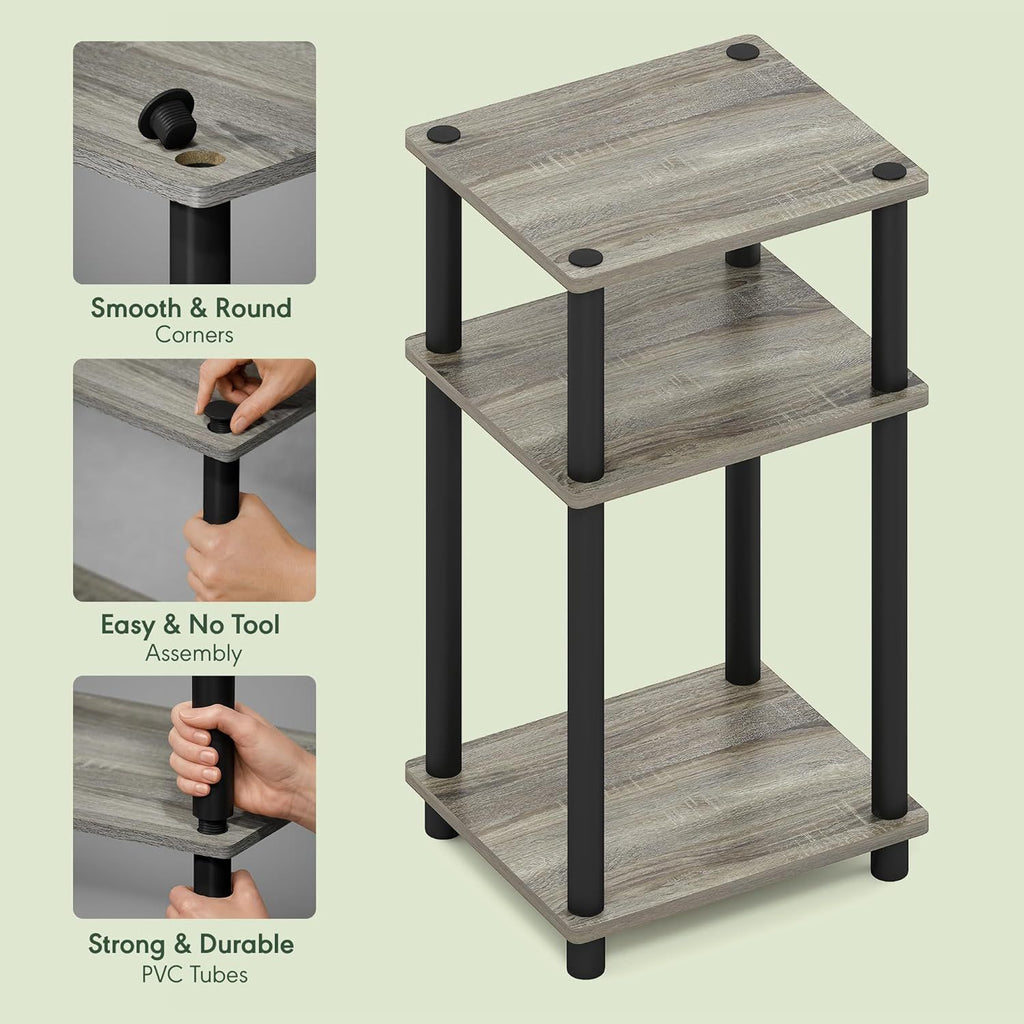 3-Tier Open Shelf End Table for Living Room, Bedroom, Bathroom
