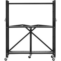 3-Tier Foldable Storage Shelf, 30W x 13D x 36H Folding Metal Rack Shelving Unit, No Assembly Or