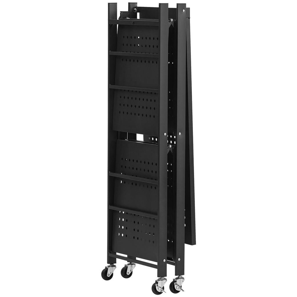 3-Tier Foldable Storage Shelf, 30W x 13D x 36H Folding Metal Rack Shelving Unit, No Assembly Or