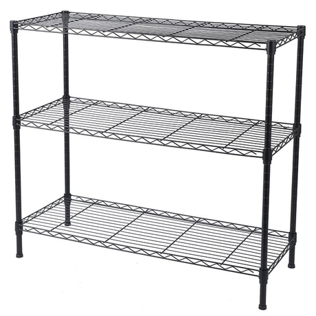 Three-Tier Adjustable Wire Shelving Unit for Kitchen, Garage, and Dorm Storage