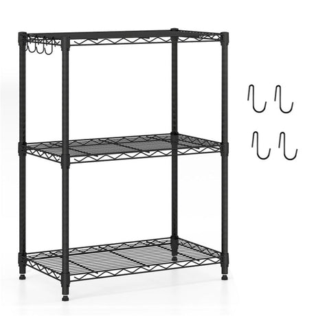 3-Tier Industrial Bookshelf with Guardrails and Adjustable Shelves