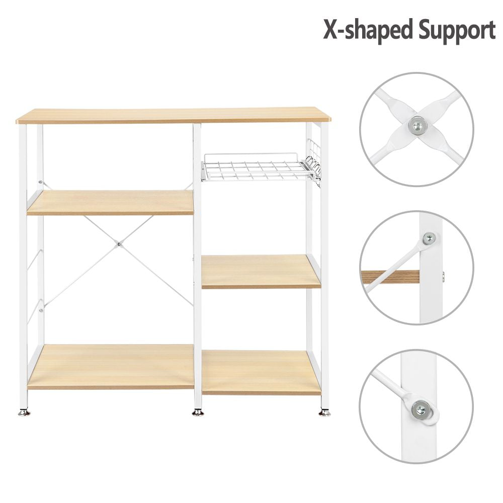 3-Tier Kitchen Baker’s Rack – Microwave Stand with Storage Shelf and Hooks