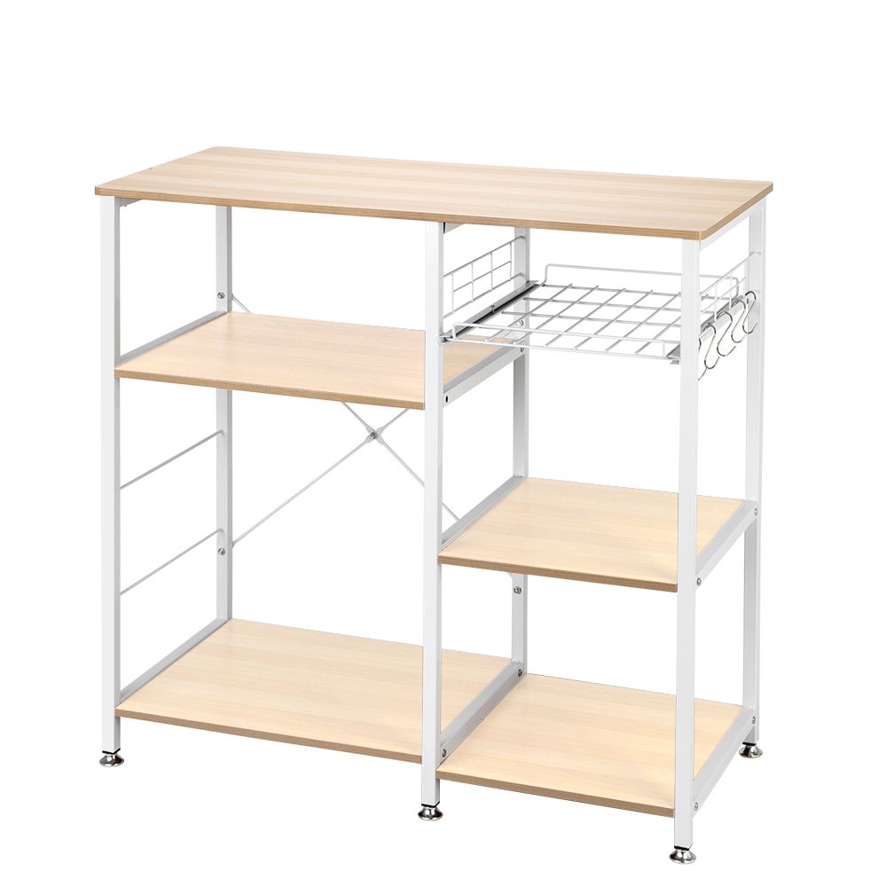 3-Tier Kitchen Baker’s Rack – Microwave Stand with Storage Shelf and Hooks